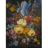 J. Brandt (Early 20th century), 'Flowerpiece', still life of flowers painted in the 18th century