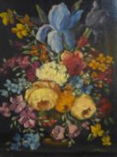 J. Brandt (Early 20th century), 'Flowerpiece', still life of flowers painted in the 18th century