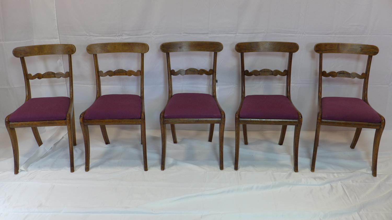 A set of 5 Regency mahogany dining chair