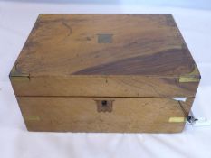 A Victorian walnut writing slope with fitted interior, H.14 W.30 D.23cm