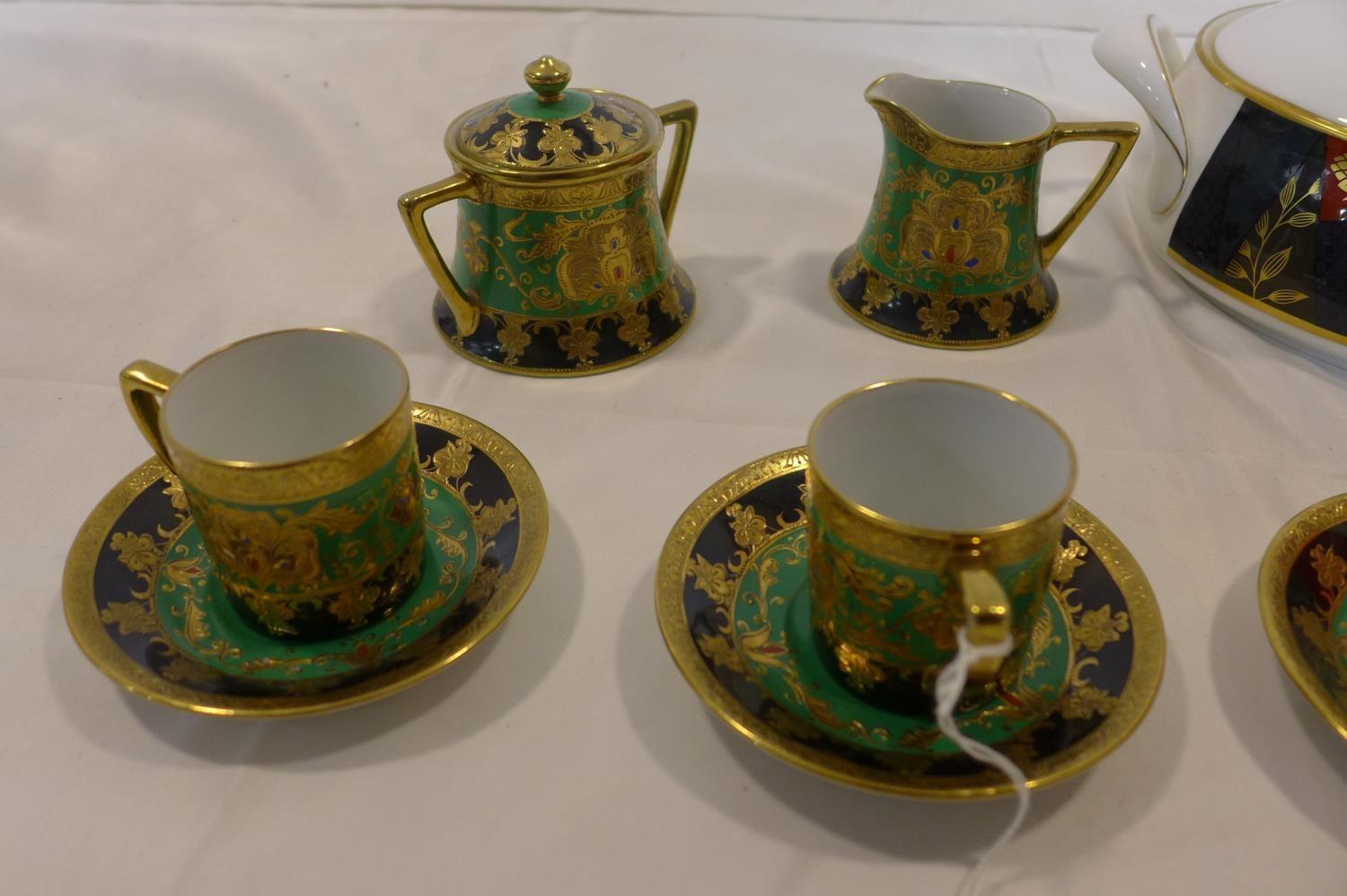 A set of 4 Noritake cups and saucers with matching jug and sugar pot, together with a Royal Crown - Image 2 of 5