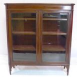 A 19th century inlaid mahogany bookcase with 2 glazed doors, H.117 W.106 D.33cm