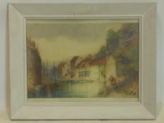 James Alphege Brewer, (British, 1881-1946) A framed and glazed etching entitled 'On the Canal',