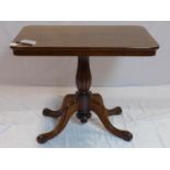 A 19th century mahogany tilt top table, raised on reeded baluster support and four splayed legs, H.