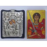 Two 20th century Greek icons, one painted on panel