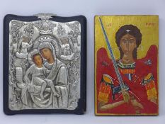 Two 20th century Greek icons, one painted on panel