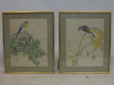 A pair of 20th century Chinese watercolours on silk, signed, 39 x 30cm