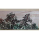 Paul Mann (1907-1994), View of Trees, acrylic, signed lower right, framed and glazed, 30 x 69cm