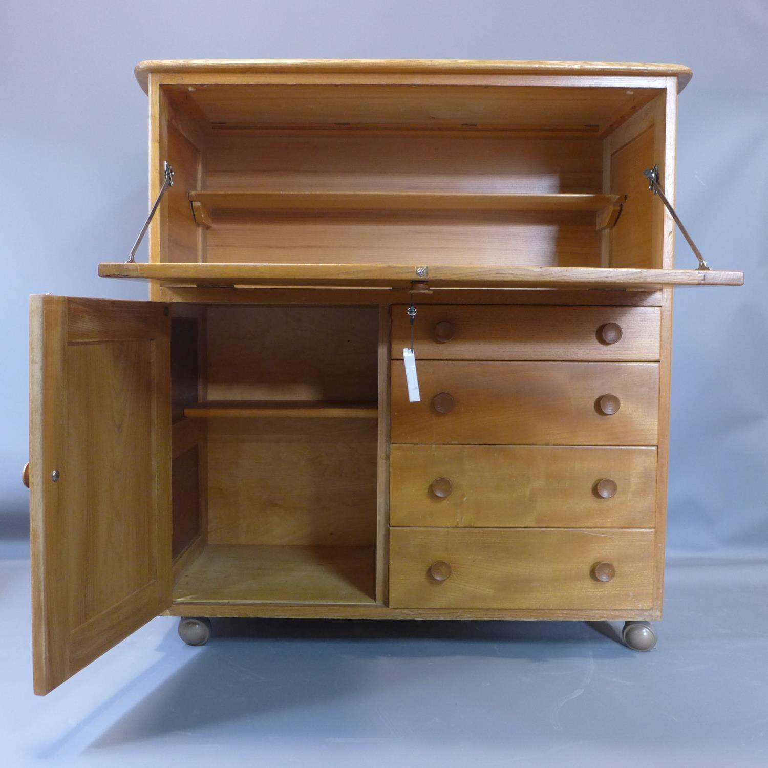 A 20th century Ercol bureau, bearing label, H.102 W.98 D.46cm - Image 2 of 4