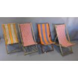 Four folding deck chairs