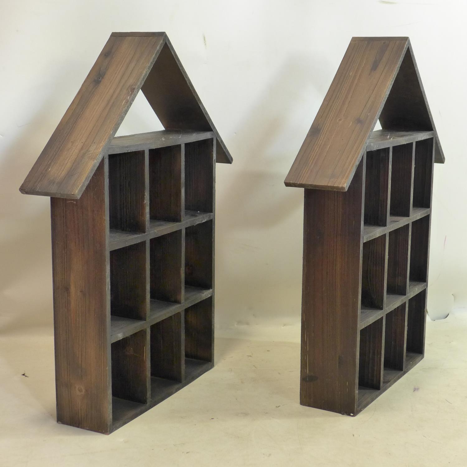 A pair of pigeon holes modelled as houses, H.76 W.61 D.13cm - Image 2 of 2