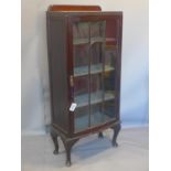 An early 20th century mahogany display cabinet, H.137 W.59 D.29cm