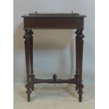 A 19th century French brass inlaid walnut jardiniere stand, H.75 W.50 D.34cm