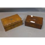 Two writing boxes, to include a Victorian bird's eye maple example, and one Victorian mahogany