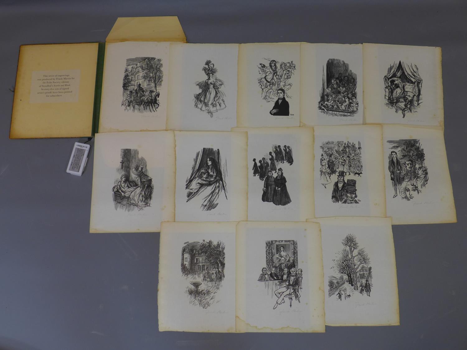 Wood Engravings by Frank Martin for Stendhal's 'Scarlet and Black', a series of 13 engravings