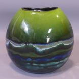 A Poole pottery Maya purse vase, marked to base, signed JB (possibly Jane Brewer), H.19 W.21cm