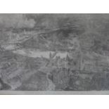 A large reproduction print titled 'Birds eye view of London as seen from a balloon', after W.L.