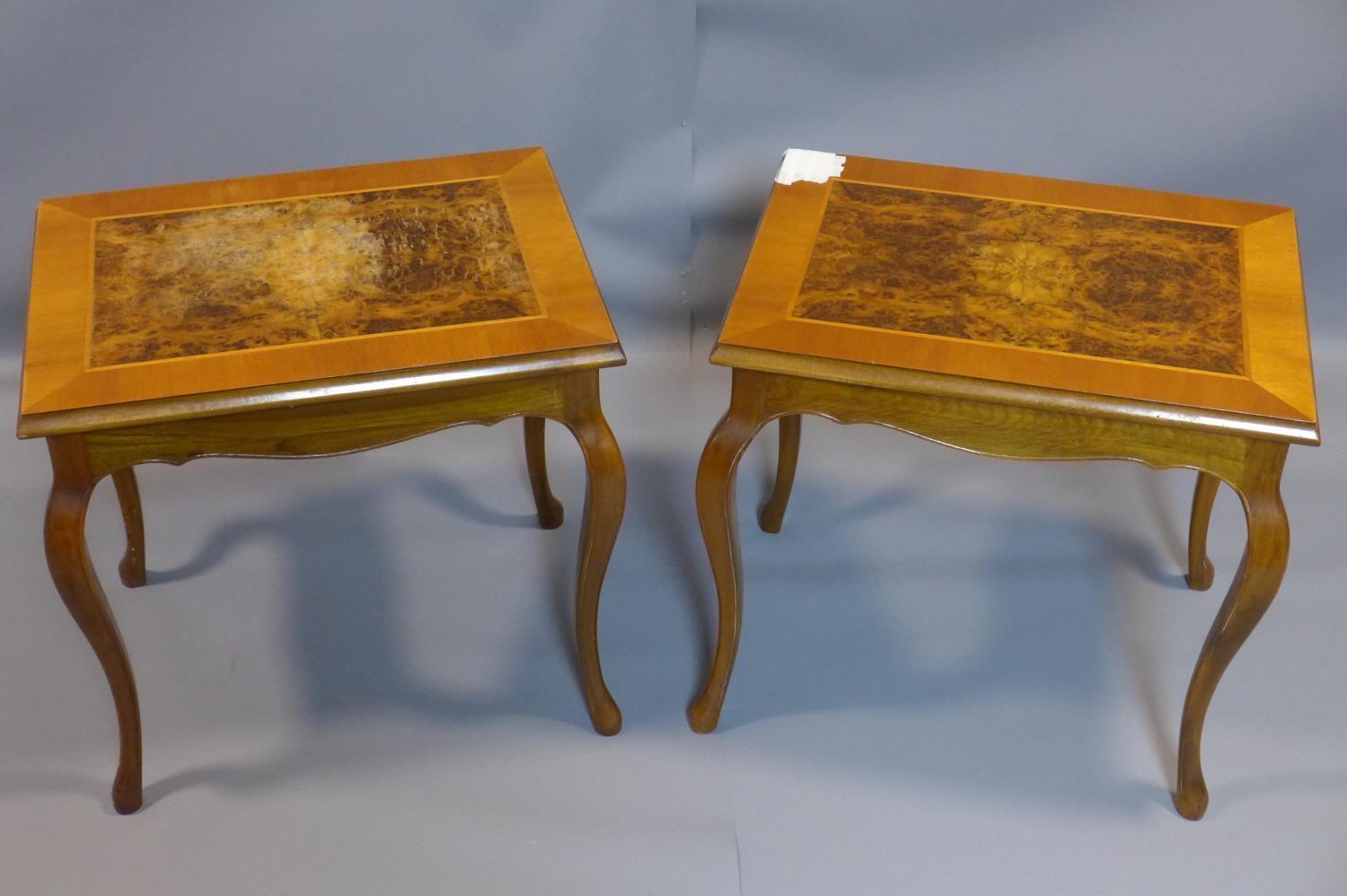 A pair of walnut lamp tables, H.52 W.55 D.40cm - Image 2 of 2