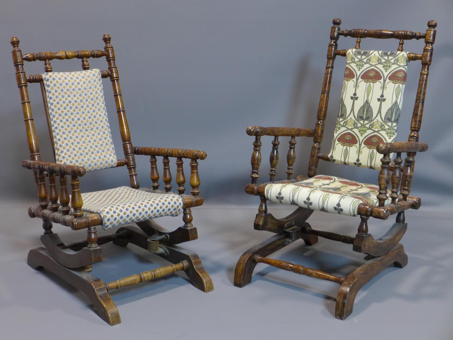 A near pair of child's rocking chairs