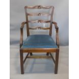 A Hepplewhite style mahogany desk chair