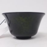 A Chinese spinach jade bowl, H.6cm Diameter 10cm
