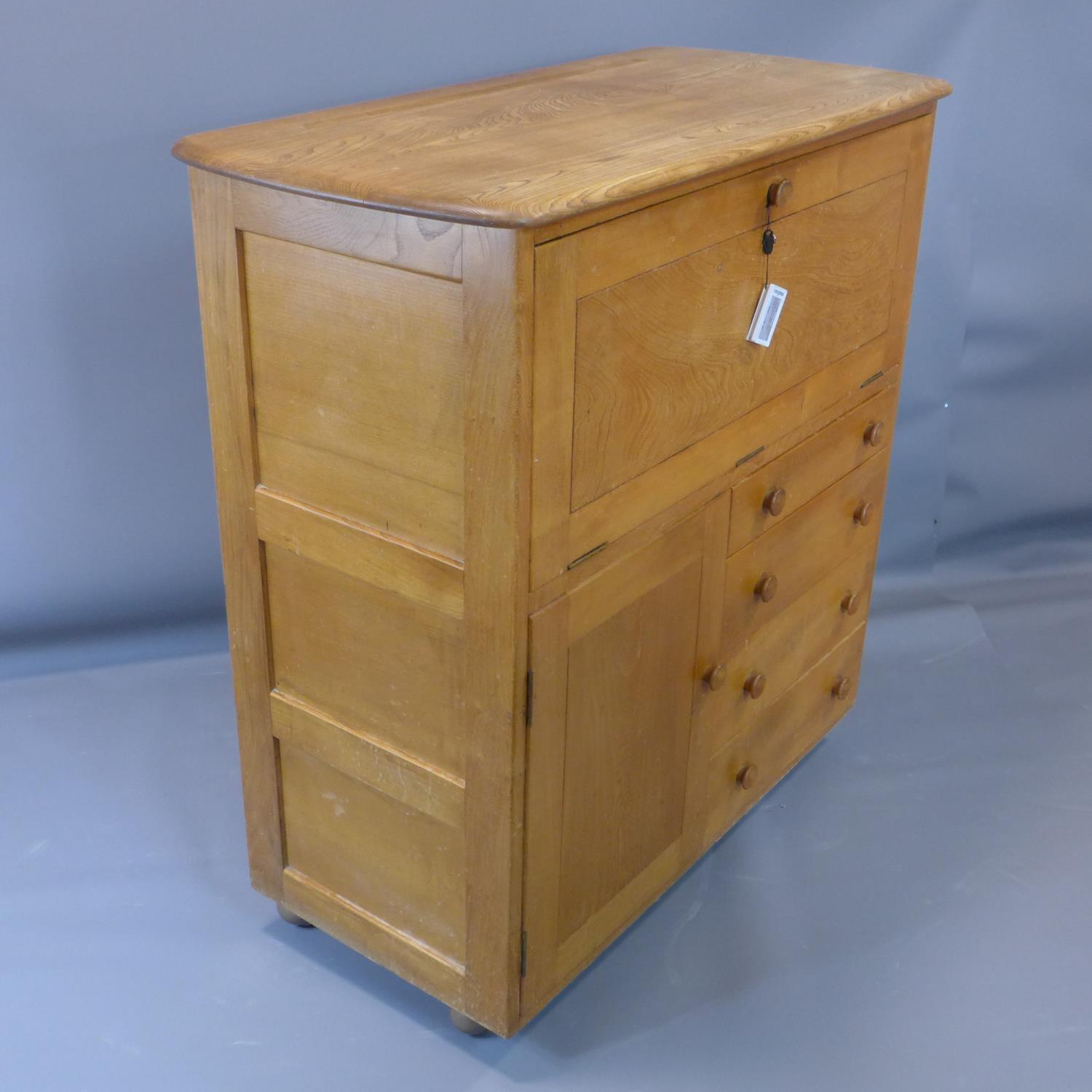 A 20th century Ercol bureau, bearing label, H.102 W.98 D.46cm - Image 4 of 4