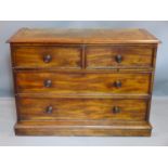 A Victorian mahogany chest of 2 short over 2 long drawers, with leather top, H.91 W.127 D.55cm