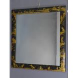 An early 20th century English Chinoiserie mirror, with later plate, 80 x 74cm