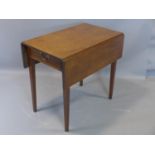 A 19th century mahogany drop flap table, with single drawer, raised on square tapered legs, H.69 L.