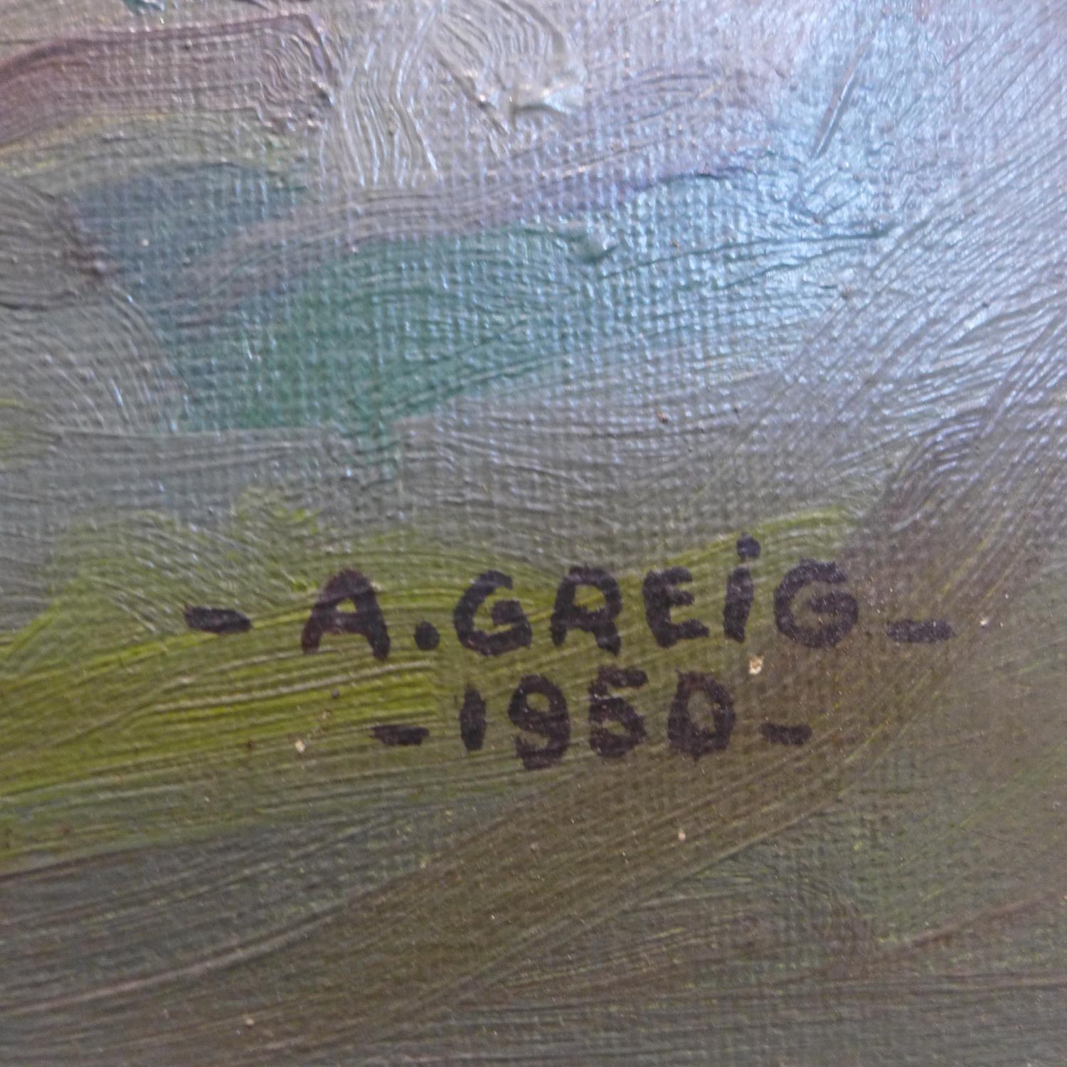 A. Greig (Mid 20th century school), Seascape, oil on canvas, signed and dated 1950 to lower right, - Image 2 of 2