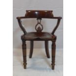 A Victorian mahogany desk chair stamped T W to base