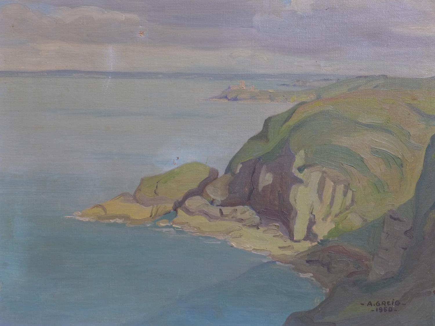 A. Greig (Mid 20th century school), Seascape, oil on canvas, signed and dated 1950 to lower right,