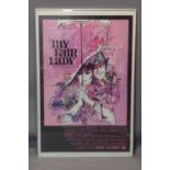 A framed original film poster for My Fair Lady, starring Rex Harrison and Audrey Hepburn, numbered