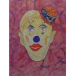 A watercolour of a clown, signed and dated 1981 in pencil to lower margin, 57 x 46cm