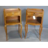 A pair of French style bedside chests on cabriole supports H.70 W.36 D.28