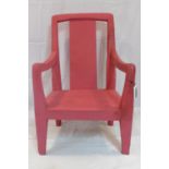 A large 20th century red painted armchair