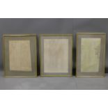 After Ben Nicholson, three prints of church architectural studies, framed and glazed, 47 x 31cm