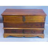 An antique style teak mule chest, fitted base drawer. H.54 W.89 D.46cm