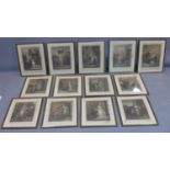 After Francis Wheatley R.A., a set of 13 'Cries of London' prints, framed and glazed, 36 x 28cm