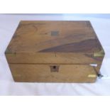 A Victorian walnut writing slope with fitted interior, H.14 W.30 D.23cm