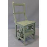 A late 19th century painted metamorphic side chair/steps H.88cm