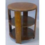 An Art Deco circular mahogany 2 tier book table. H.60 D.51cm