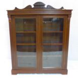 A Victorian mahogany bookcase with 2 glazed doors, H.135 W.103 D.30cm