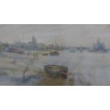 Charles William Wyllie (British, 1853-1923), 'River Scene', watercolour, inscribed to verso,