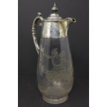 A Victorian glass and silver mounted claret jug, by Henry Wilkinson & Co., London 1870, with acid