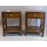 A pair of Laura Ashley bedside tables, with single drawer and undertier, raised on square