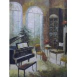 20th century British School, 'The Music Room', oil on canvas, 120 x 92cm