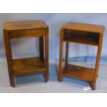 Two early 20th century oak occasional tables, to include a two tier occasional table with shelf