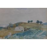 20th century English school, View of countryside, watercolour, framed, 17 x 24cm