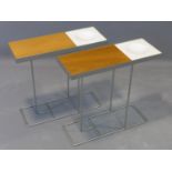 A pair of side tables with fitted ashtrays, H.45 W.47 D.18cm